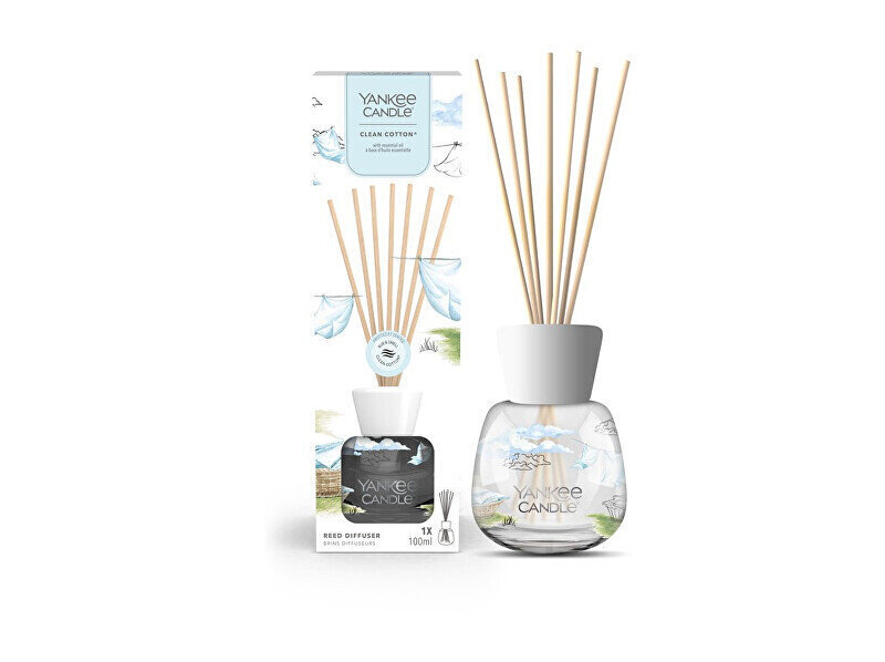 Kotituoksu tikkuilla Yankee Candle The Signature Clean Cotton Reed, 100 ml hinta ja tiedot | Huonetuoksut | hobbyhall.fi