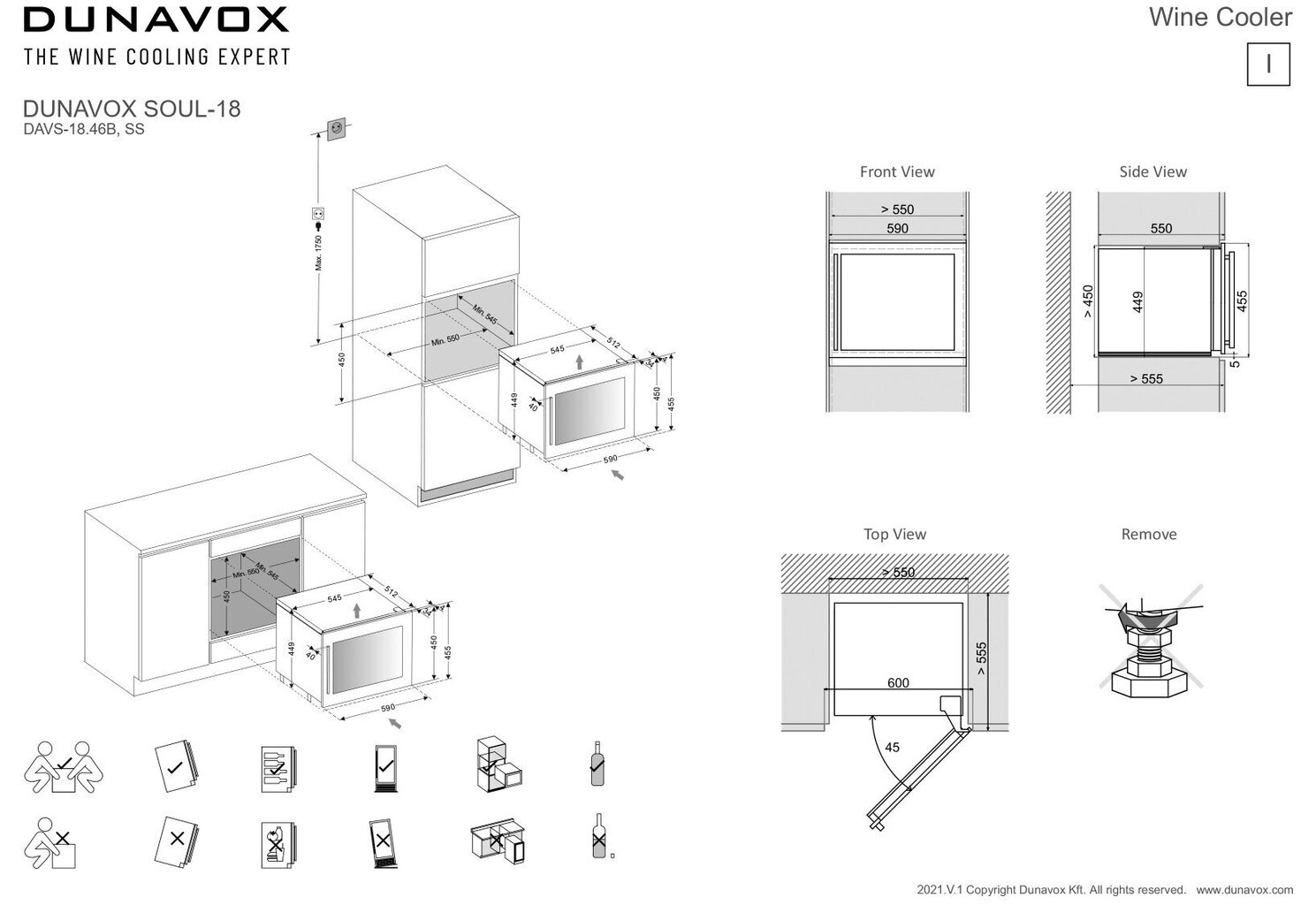 Dunavox DAVS-18.46B hinta ja tiedot | Viinikaapit | hobbyhall.fi