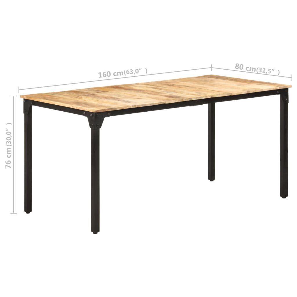 vidaXL Ruokapöytä 160x80x76 cm karkea mangopuu hinta ja tiedot | Ruokapöydät | hobbyhall.fi