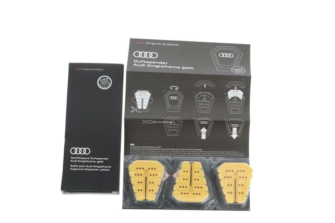 3 keltaista vaihtopatruunaa 81A087009B Audi ilmanraikastimeen hinta ja tiedot | Ilmanraikastimet autoon | hobbyhall.fi