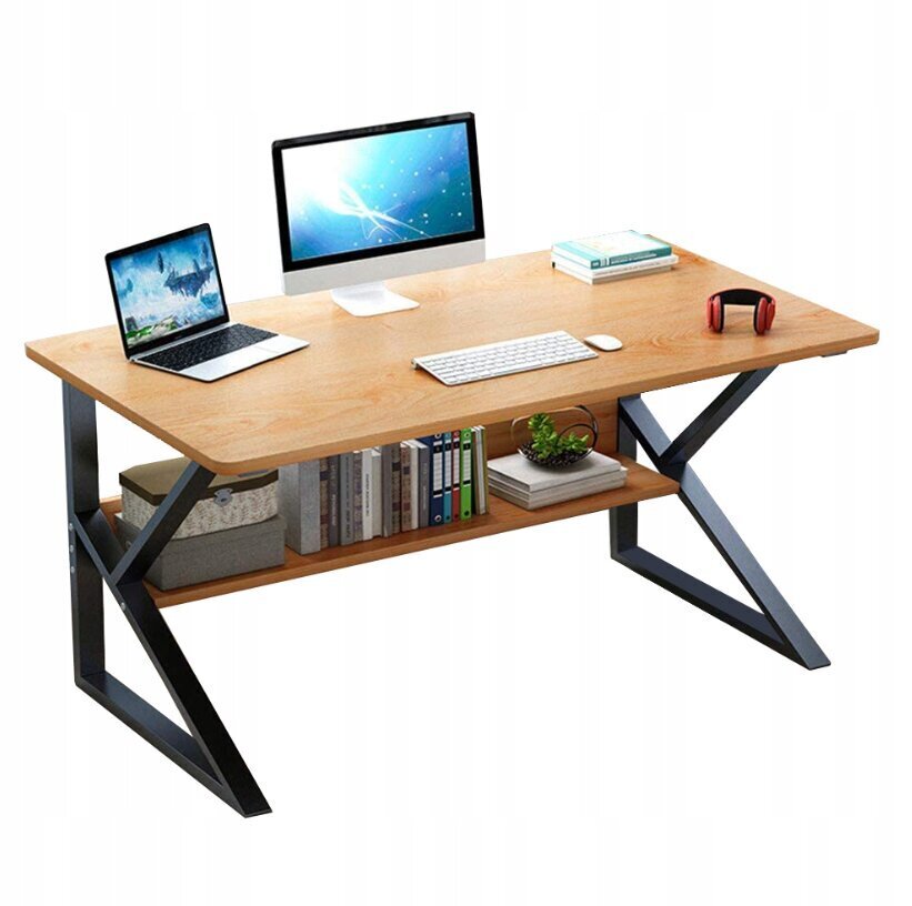 Tietokonepöytä, toimisto hyllyillä 100x60cm, 71,5cm ruskea hinta ja tiedot | Tietokonepöydät ja työpöydät | hobbyhall.fi