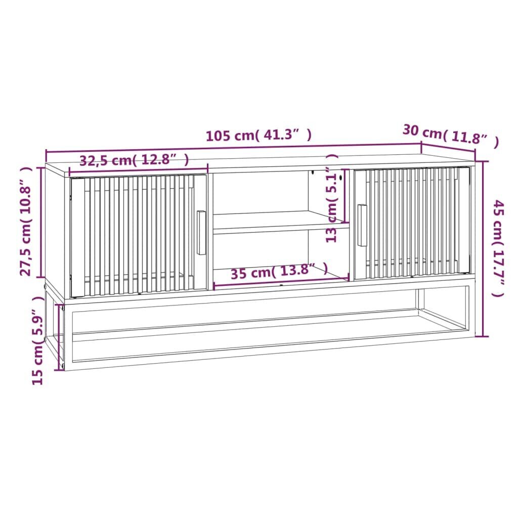 vidaXL TV-taso valkoinen 105x30x45 cm tekninen puu ja rauta hinta ja tiedot | TV-tasot | hobbyhall.fi