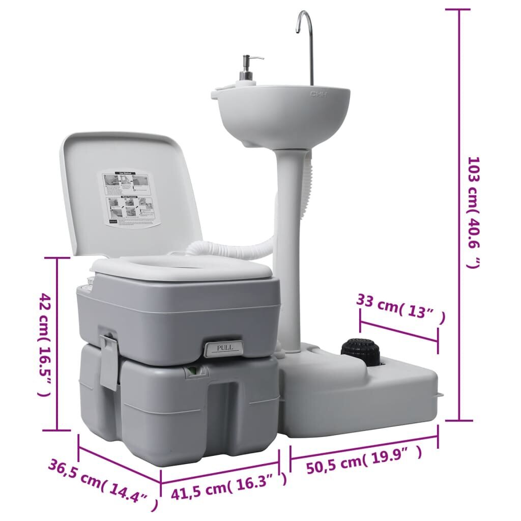 vidaXL Kannettava retkeily-WC ja käsienpesutelinesarja vesisäiliöllä hinta ja tiedot | Retkeilyvarusteet | hobbyhall.fi