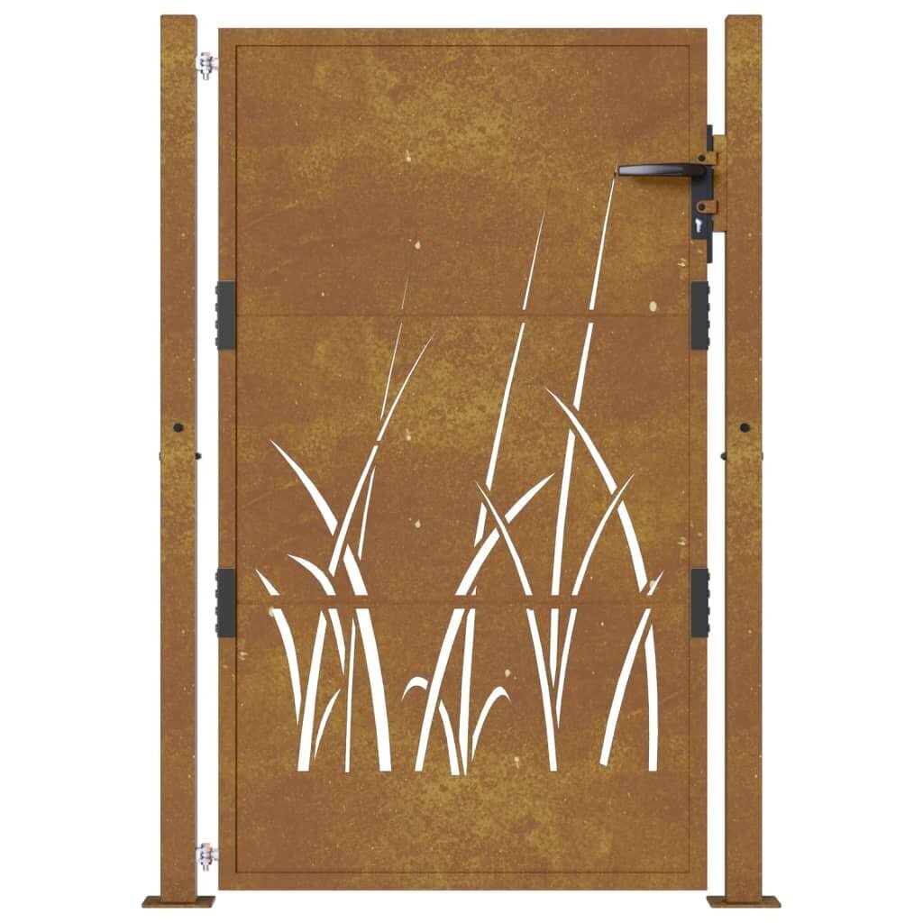 vidaXL Puutarhaportti 105x130 cm corten teräs ruohokuvio hinta ja tiedot | Aidat ja tarvikkeet | hobbyhall.fi