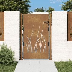 vidaXL Puutarhaportti 105x130 cm corten teräs ruohokuvio hinta ja tiedot | Aidat ja tarvikkeet | hobbyhall.fi