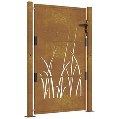 vidaXL Puutarhaportti 105x130 cm corten teräs ruohokuvio hinta ja tiedot | Aidat ja tarvikkeet | hobbyhall.fi