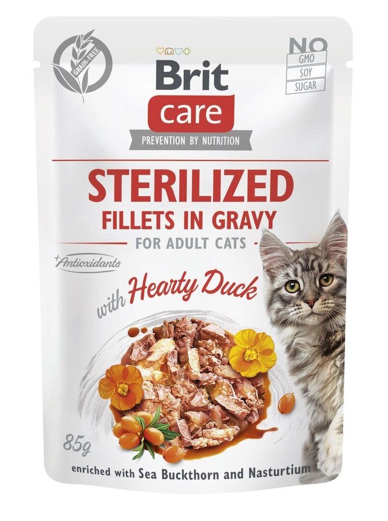 Brit Care Hearty Duck märkäruoka steriloiduille kissoille, 85 g x 12 hinta ja tiedot | Kissanruoka | hobbyhall.fi