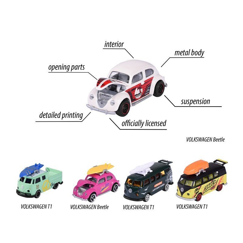 Autosarja Volkswagen Beetle, 5 kpl. hinta ja tiedot | Poikien lelut | hobbyhall.fi