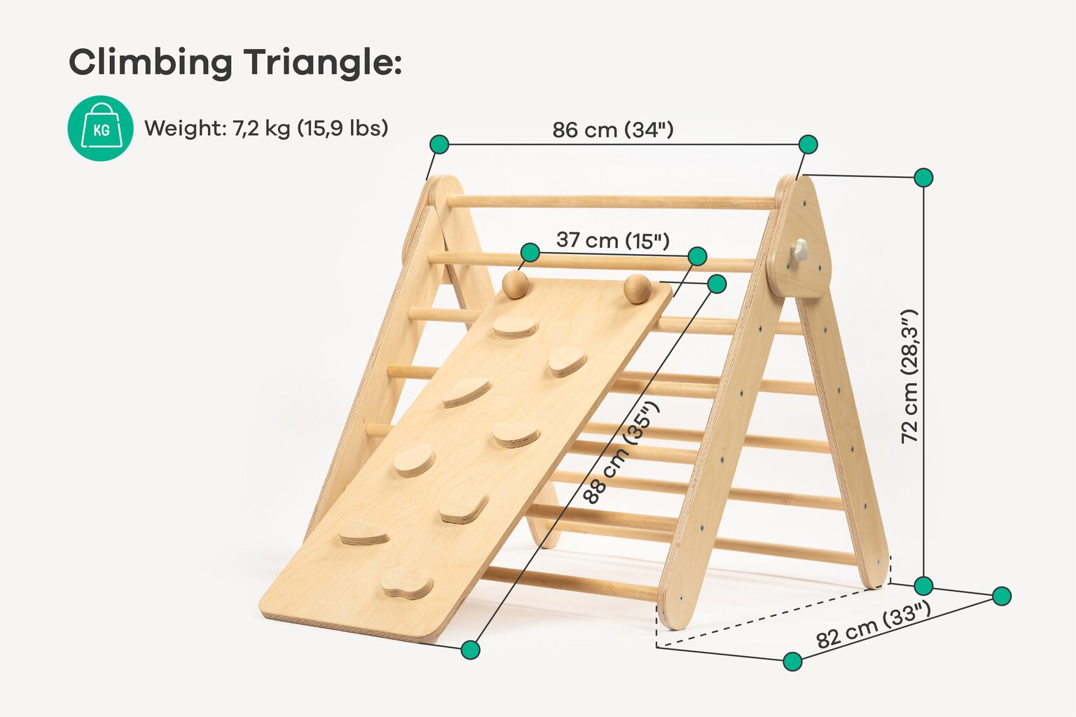Puinen kiipeilykolmio, 6kk+,  luonnollinen hinta ja tiedot | Liukumäet | hobbyhall.fi