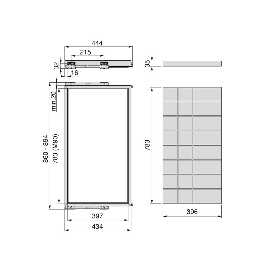 Jakolaatikko jakajilla, 900 mm moduuli, musta hinta ja tiedot | Kaapit | hobbyhall.fi