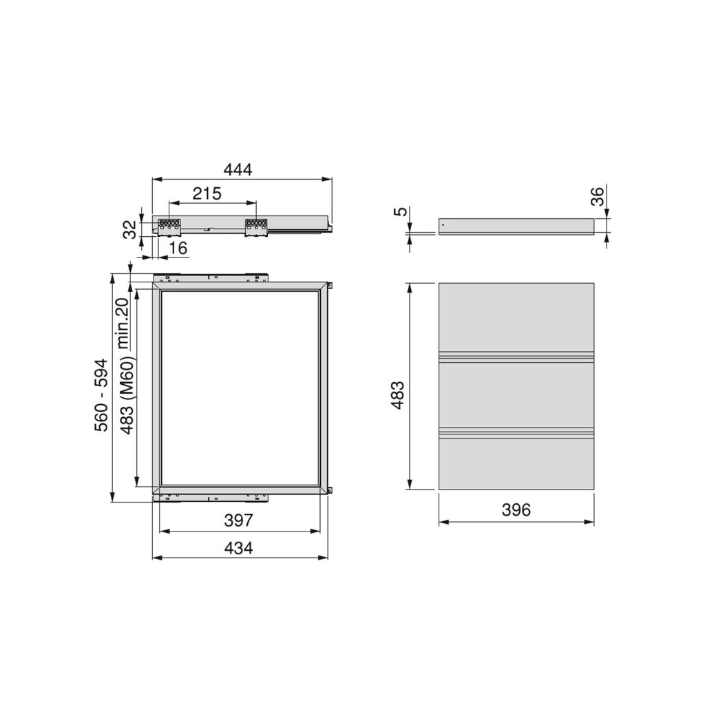 Hack lokerolaatikko, 600 mm moduuli, musta hinta ja tiedot | Kaapit | hobbyhall.fi