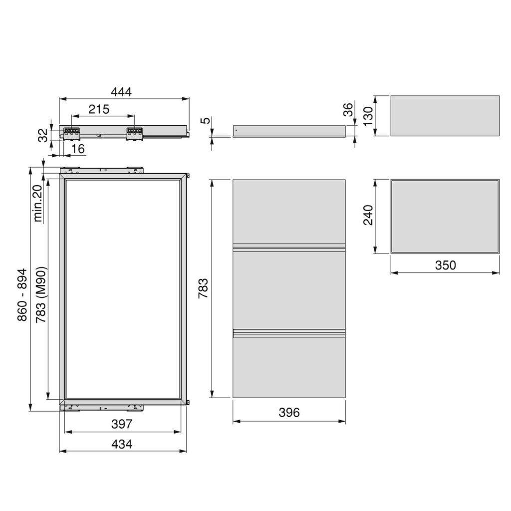 Hack laatikko lokerolla, 900 mm moduuli, musta hinta ja tiedot | Kaapit | hobbyhall.fi