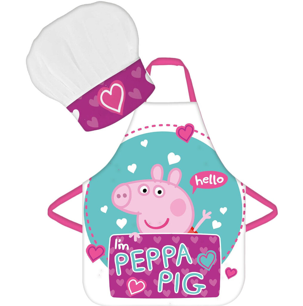 Peppa Pig esiliina ja hattusetti, 2 kpl hinta ja tiedot | Keittiötekstiilit | hobbyhall.fi