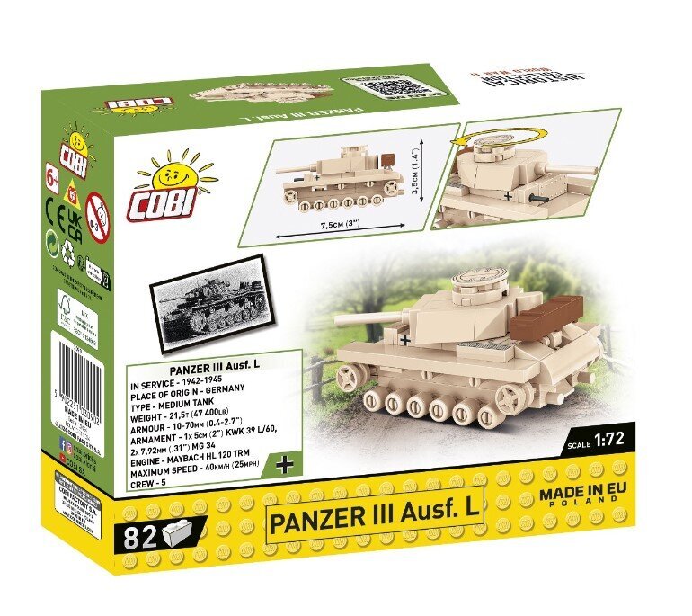 Cobi HC WWII Panzer III -panssarivaunu hinta ja tiedot | LEGOT ja rakennuslelut | hobbyhall.fi