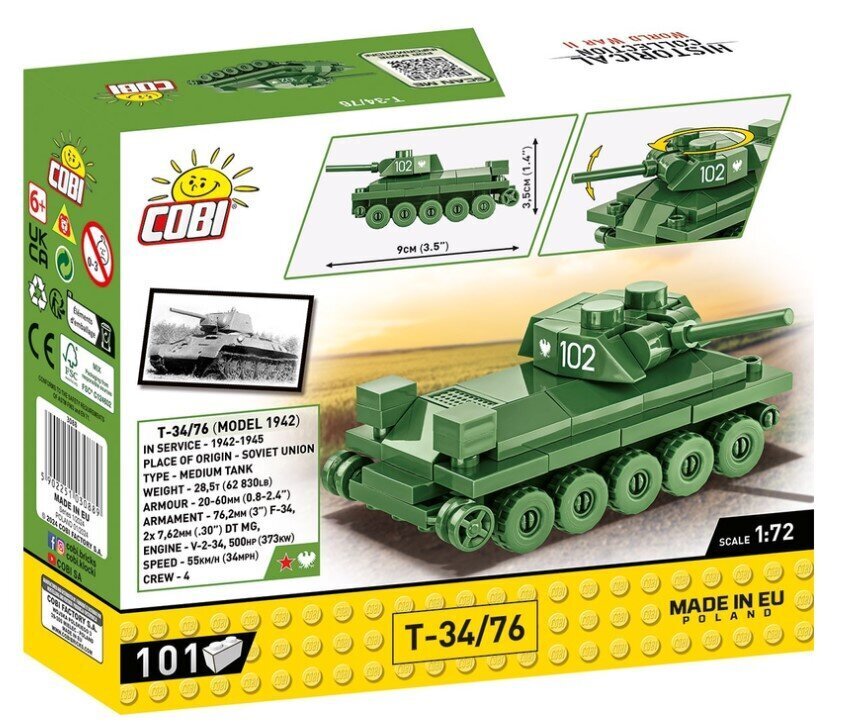 Cobi HC WWII säiliö T-34/76 hinta ja tiedot | LEGOT ja rakennuslelut | hobbyhall.fi