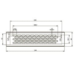 Tuuletusritilä 245 x 60 mm, kullanvärinen hinta ja tiedot | Kylpyhuoneen tuulettimet | hobbyhall.fi