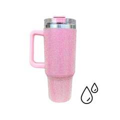 HydroCup termosmuki pillillä XL 1200ml, vaaleanpunainen kristalleilla hinta ja tiedot | Termoskannut ja termosmukit | hobbyhall.fi