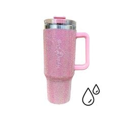 HydroCup termosmuki pillillä XL 1200ml, vaaleanpunainen kristalleilla hinta ja tiedot | Termoskannut ja termosmukit | hobbyhall.fi