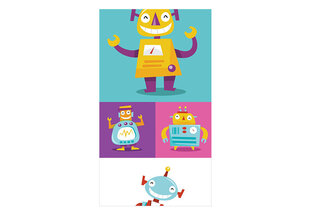 Valokuvatapetti - Colorful Robots 50x1000 cm hinta ja tiedot | Valokuvatapetit | hobbyhall.fi