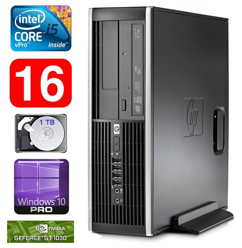 HP 8100 Elite SFF i5-650 16GB 1TB GT1030 2GB DVD WIN10Pro hinta ja tiedot | Pöytätietokoneet | hobbyhall.fi