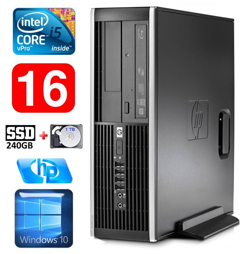 HP 8100 Elite SFF i5-650 16GB 240SSD+1TB DVD WIN10 hinta ja tiedot | Pöytätietokoneet | hobbyhall.fi