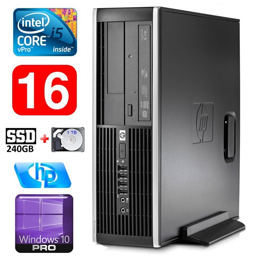 HP 8100 Elite SFF i5-650 16GB 240SSD+1TB DVD WIN10Pro hinta ja tiedot | Pöytätietokoneet | hobbyhall.fi