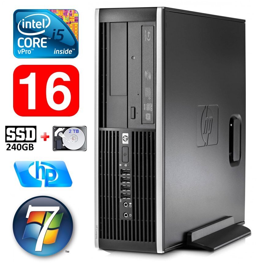 HP 8100 Elite SFF i5-650 16GB 240SSD+2TB DVD WIN7Pro hinta ja tiedot | Pöytätietokoneet | hobbyhall.fi