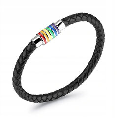 Sateenkaaren nahkainen LGBT BRANCH BANDLET PL48h RB1-BLACK-01 hinta ja tiedot | Rannekorut | hobbyhall.fi