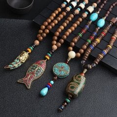 NEPAL BUDDHA MALA Tiibetin puinen kaulakoru käsintehty amuletti EL82 hinta ja tiedot | Kaulakorut | hobbyhall.fi