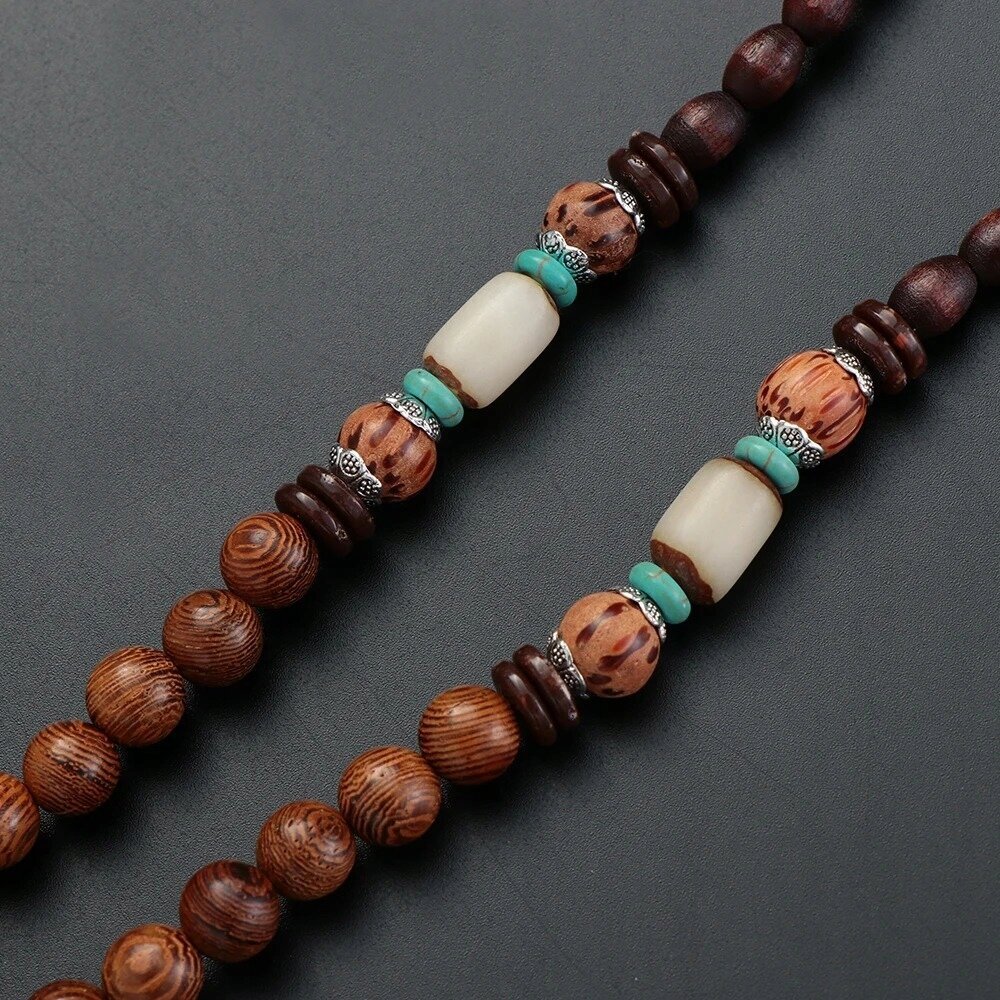 NEPAL BUDDHA MALA Tiibetin puinen kaulakoru käsintehty amuletti EL82 hinta ja tiedot | Kaulakorut | hobbyhall.fi