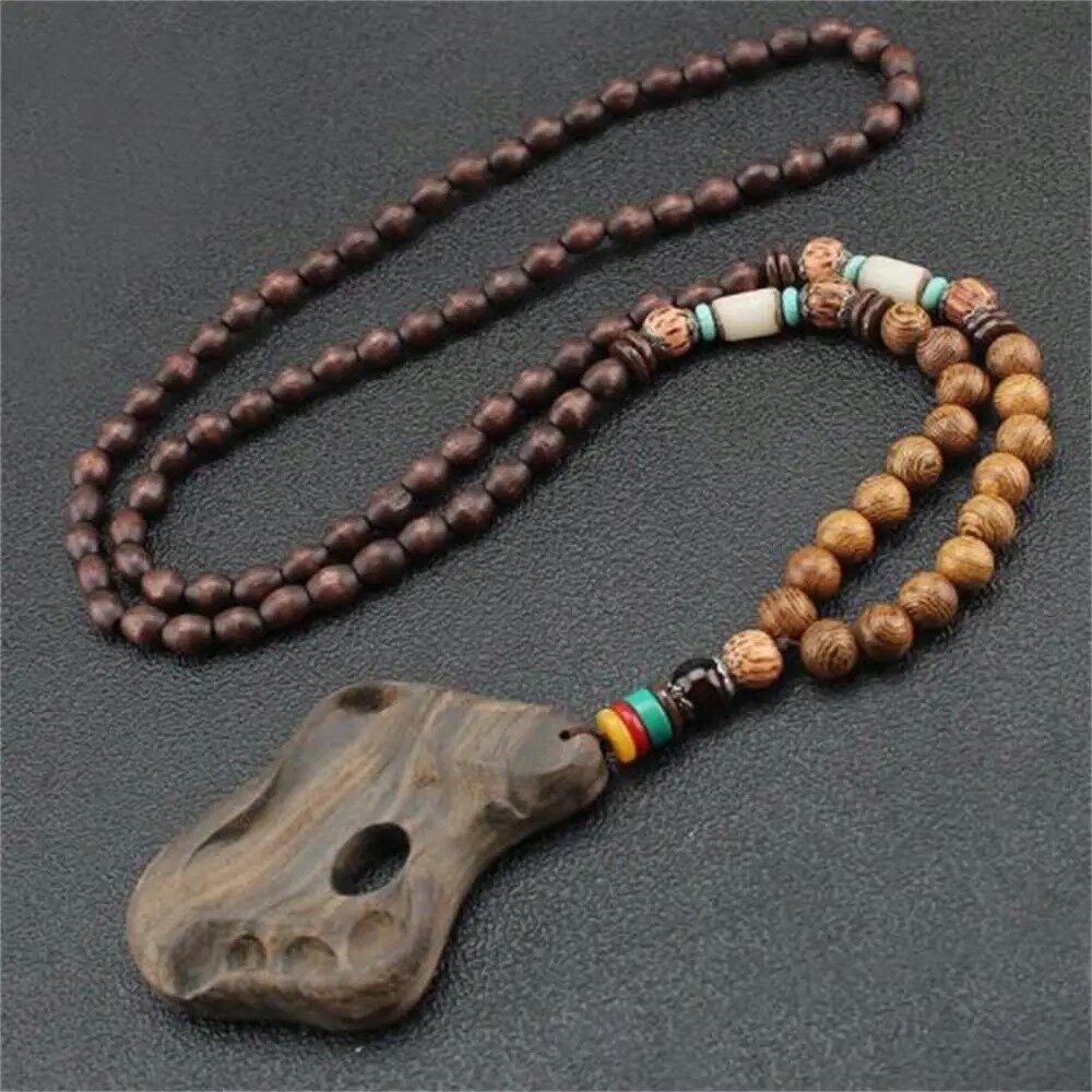 NEPAL BUDDHIST MALA Tiibetiläinen PAW HAND-MADE puinen kaulakoru EL81 hinta ja tiedot | Kaulakorut | hobbyhall.fi