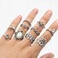 hopea RETRO PUNK BOHO 15 RETRO RENGASSARJA RETRO RINGIT 15-SILVER-RINGS hinta ja tiedot | Sormukset | hobbyhall.fi