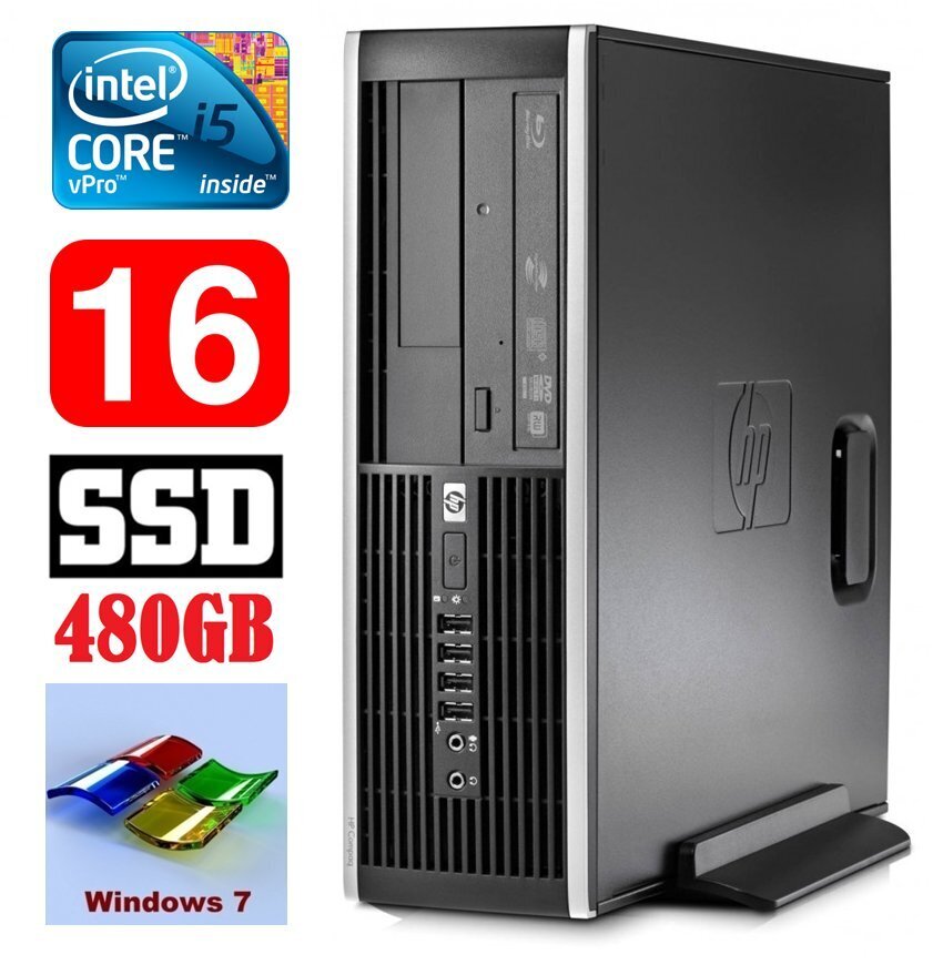 HP 8100 Elite SFF i5-650 16GB 480SSD DVD WIN7Pro hinta ja tiedot | Pöytätietokoneet | hobbyhall.fi