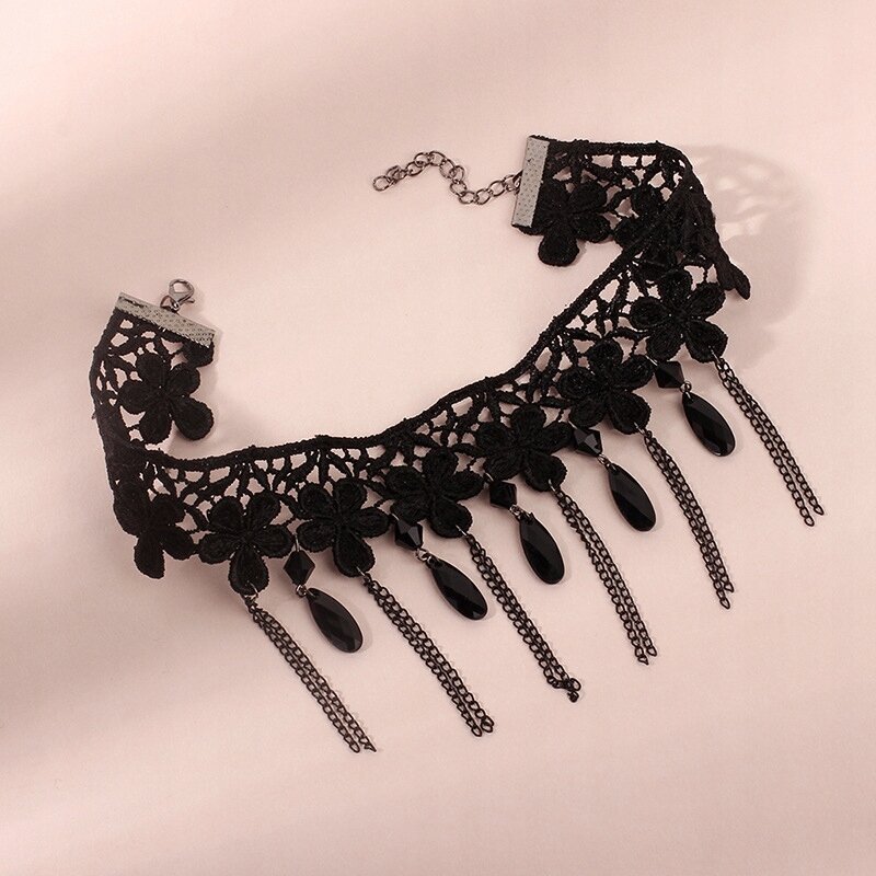 CHOKER Pitsi Kirjonta Musta Gothic PURSUIT CH08 CH08 hinta ja tiedot | Kaulakorut | hobbyhall.fi