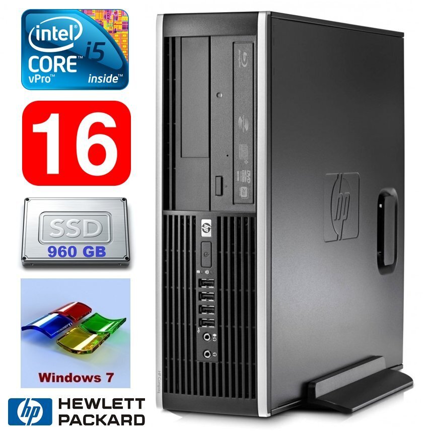 HP 8100 Elite SFF i5-650 16GB 960SSD DVD WIN7Pro hinta ja tiedot | Pöytätietokoneet | hobbyhall.fi