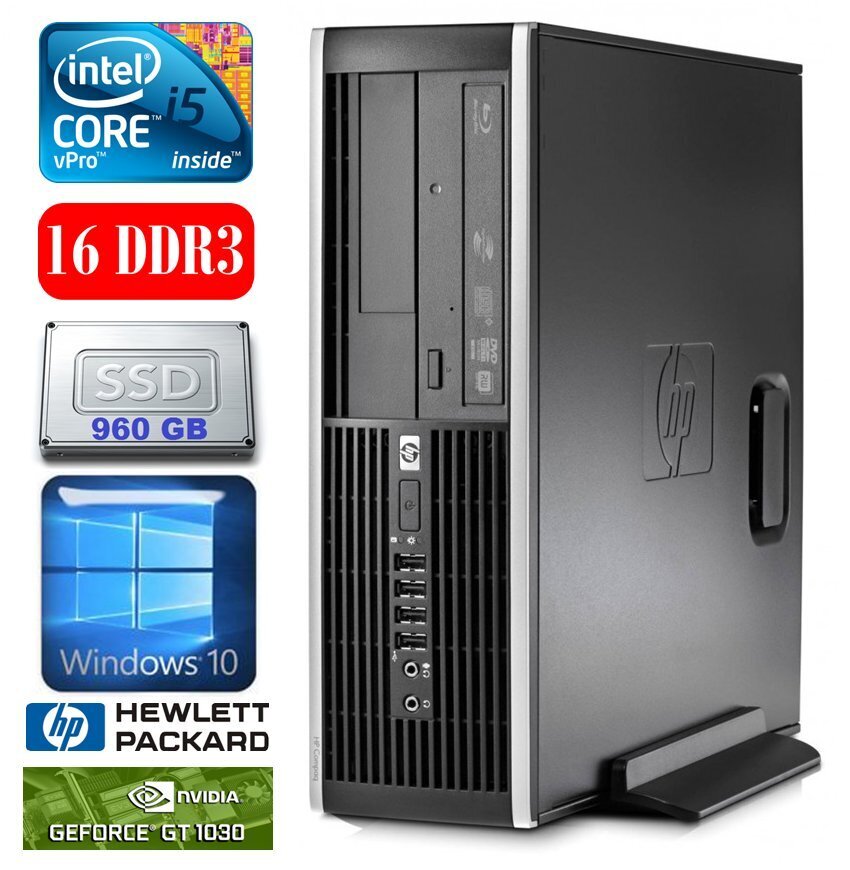HP 8100 Elite SFF i5-650 16GB 960SSD GT1030 2GB DVD WIN10 hinta ja tiedot | Pöytätietokoneet | hobbyhall.fi