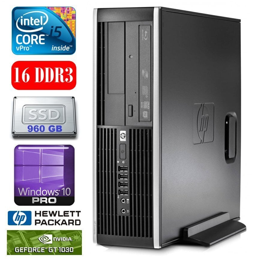 HP 8100 Elite SFF i5-650 16GB 960SSD GT1030 2GB DVD WIN10Pro hinta ja tiedot | Pöytätietokoneet | hobbyhall.fi