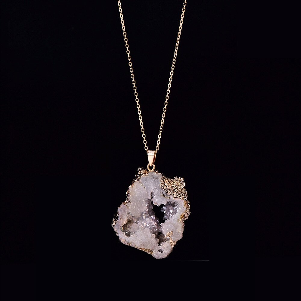 Luonnollinen kaulakoru GEODA Crystal MINERALS Amuletti 2.5-3.5 cm PUNAINEN Z11_PINK kaina ir informacija | Kaulakorut | hobbyhall.fi