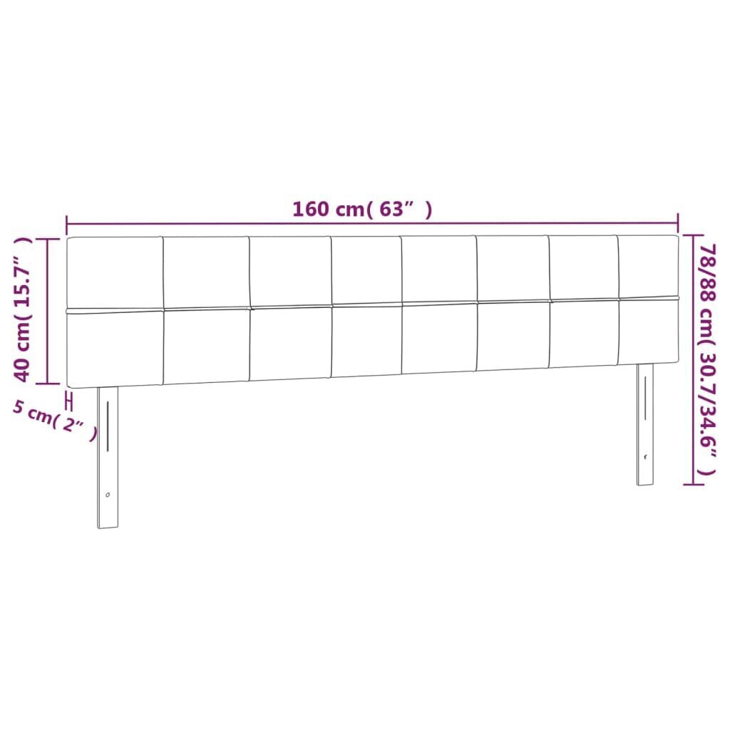 Sängynpääty, Kangas, 2 kpl, 80x5x78/88cm, tummanharmaa hinta ja tiedot | Sängyt | hobbyhall.fi