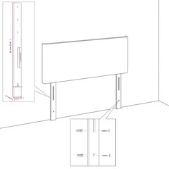 Sängynpääty korvilla, musta, 103x23x118/128cm, kangas hinta ja tiedot | Sängyt | hobbyhall.fi