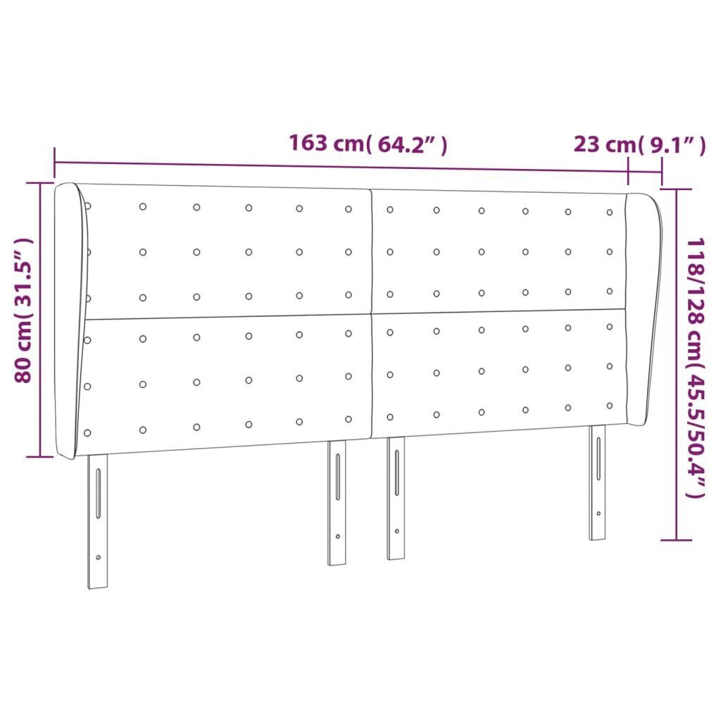 Sängynpääty korvilla, sininen, 163x23x118/128cm, kangas hinta ja tiedot | Sängyt | hobbyhall.fi