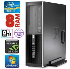 HP 8100 Elite SFF i5-750 8GB 240SSD+1TB GT1030 2GB DVD WIN7Pro hinta ja tiedot | Pöytätietokoneet | hobbyhall.fi