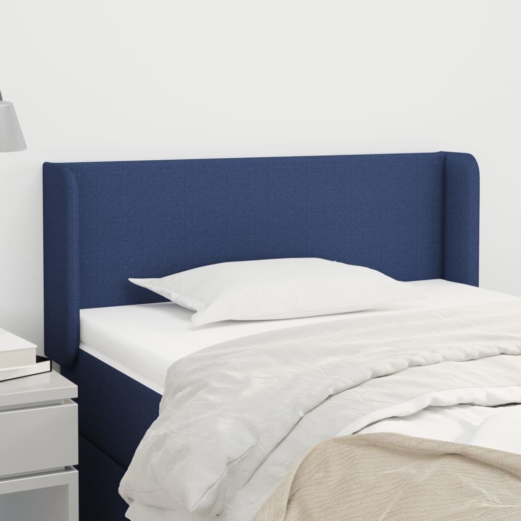 Sängynpääty korvilla, sininen, 83x16x78/88cm, kangas hinta ja tiedot | Sängyt | hobbyhall.fi