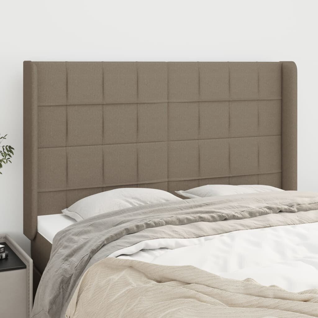 Sängynpääty korvilla, taupe, 147x16x118/128cm, kangas hinta ja tiedot | Sängyt | hobbyhall.fi