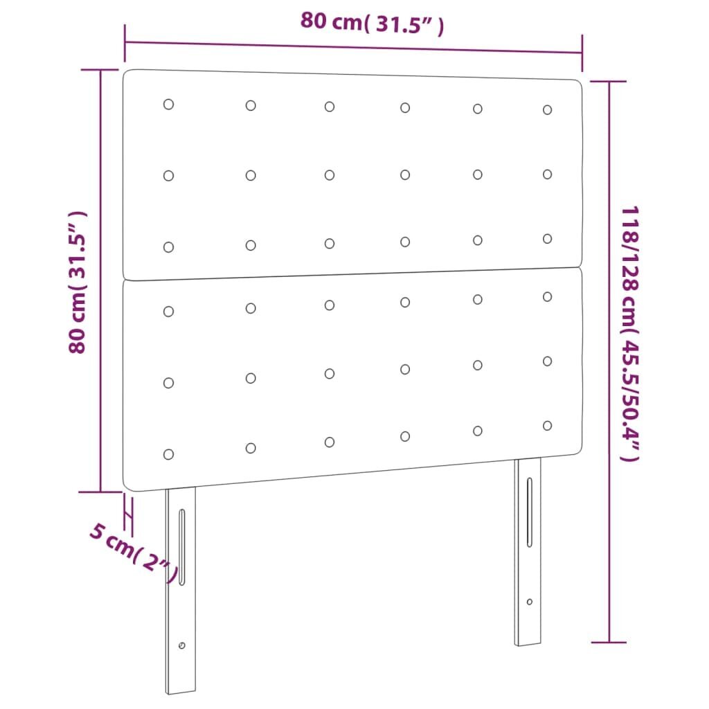 Sängynpääty, 2 kpl, musta, 80x5x78/88cm, kangas hinta ja tiedot | Sängyt | hobbyhall.fi