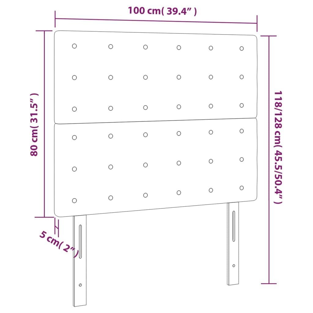 Sängynpääty, 2 kpl, vaaleanharmaa, 100x5x78/88cm, kangas hinta ja tiedot | Sängyt | hobbyhall.fi