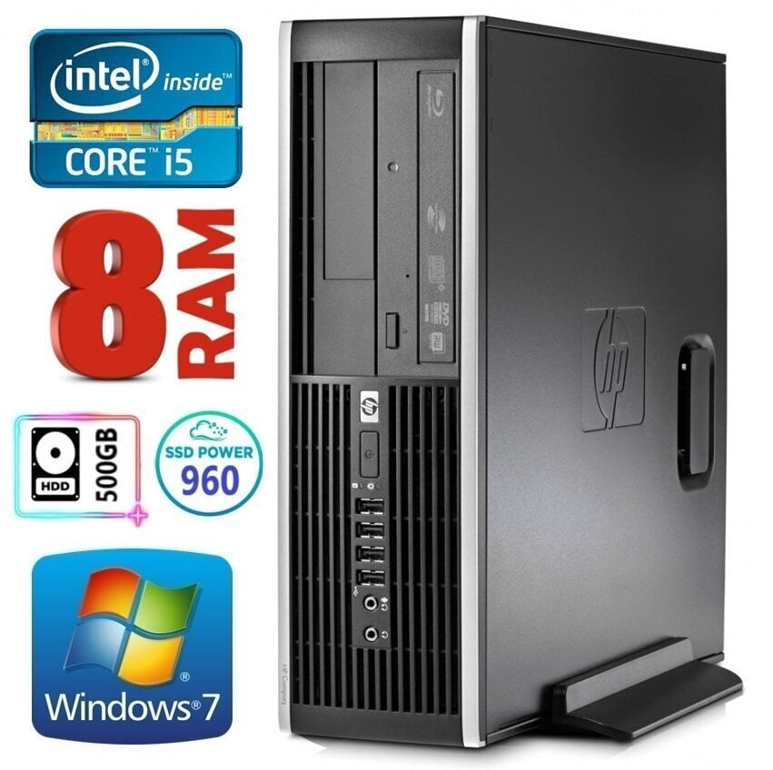 HP 8100 Elite SFF i5-750 8GB 960SSD + 500GB NVS295 DVD WIN7Pro hinta ja tiedot | Pöytätietokoneet | hobbyhall.fi