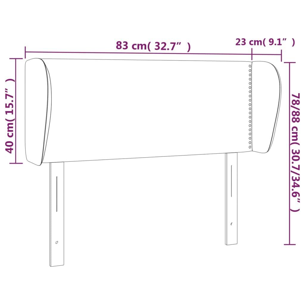 Sängynpääty korvilla, tummanruskea, 83x23x78/88 cm, kangas hinta ja tiedot | Sängyt | hobbyhall.fi