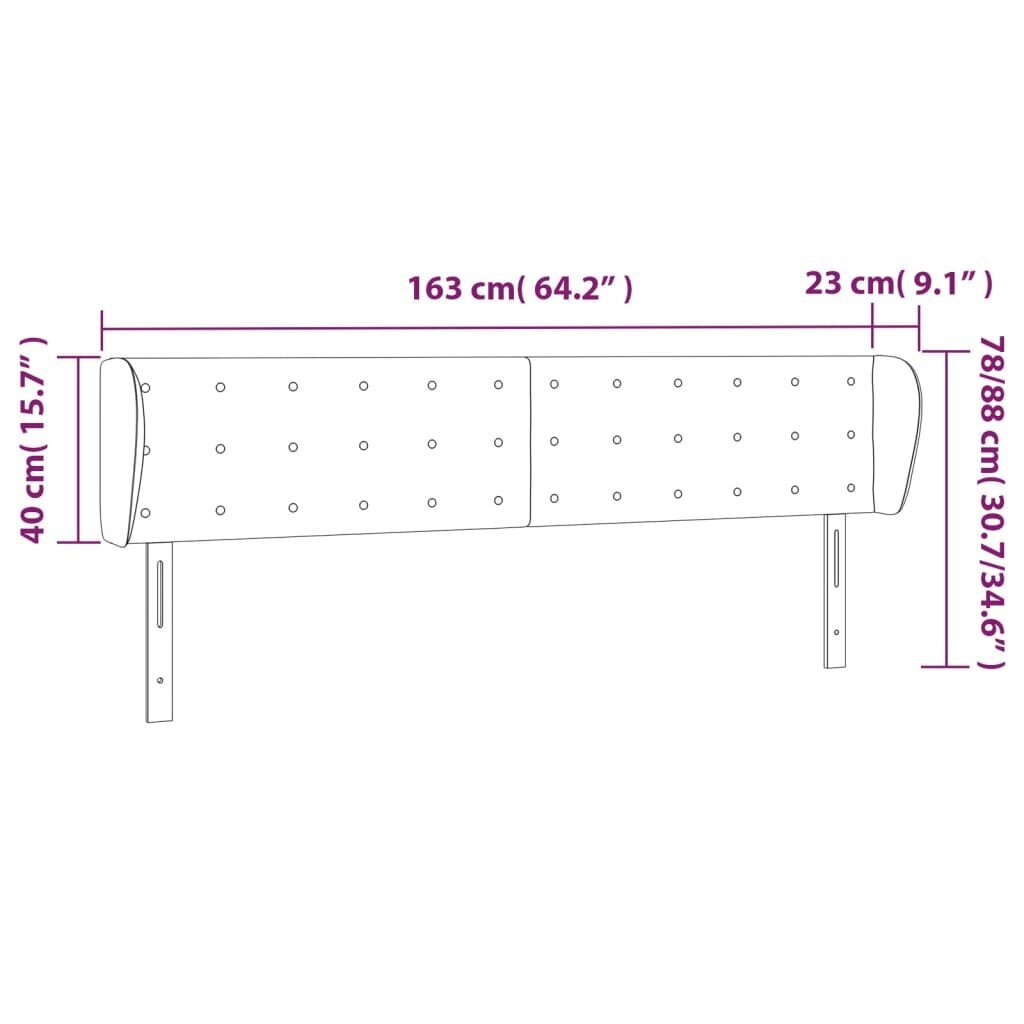 Sängynpääty korvilla, musta, 163x23x78/88cm, kangas hinta ja tiedot | Sängyt | hobbyhall.fi