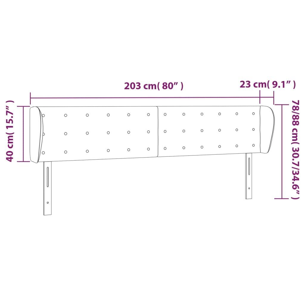 Sängynpääty korvilla, vaaleanharmaa, 203x23x78/88cm, kangas hinta ja tiedot | Sängyt | hobbyhall.fi